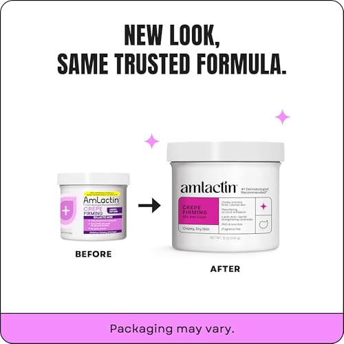 AmLactin Crepe Firming Cream pump-dispense demonstrates easy, mess-free application.
