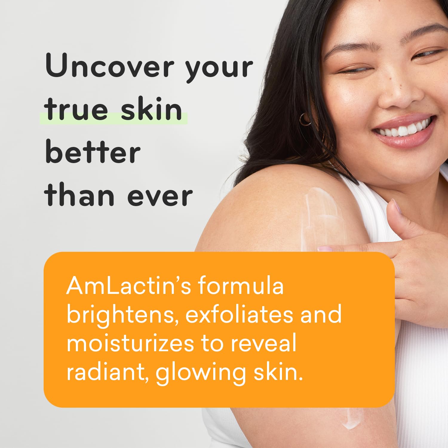 AmLactin exfoliación suave para renovación de la piel sin fricción.