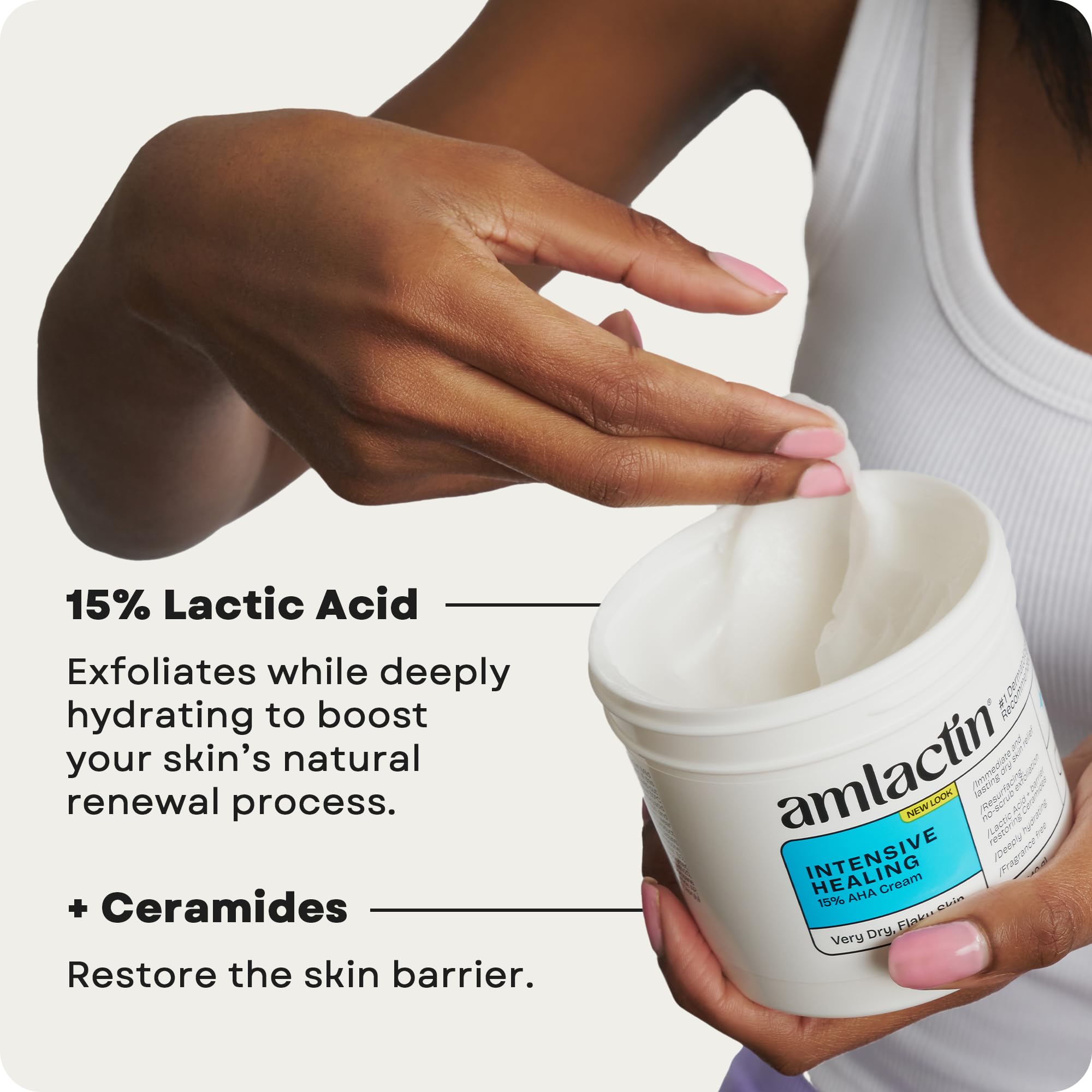 AmLactin Intensive Healing ceramides supporting skin barrier.