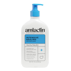 AmLactin Intensive Healing Lotion pump bottle for easy daily application and deep moisturization.