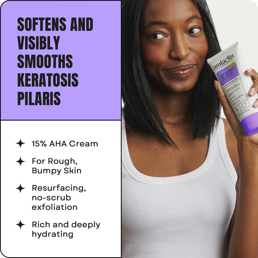 AmLactin KP Bumps Be Gone label front for dermatologist-recommended KP care