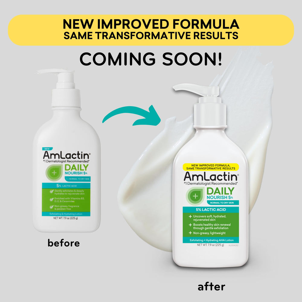 Aplicación de AmLactin Daily Nourish en la palma para piel calmada.