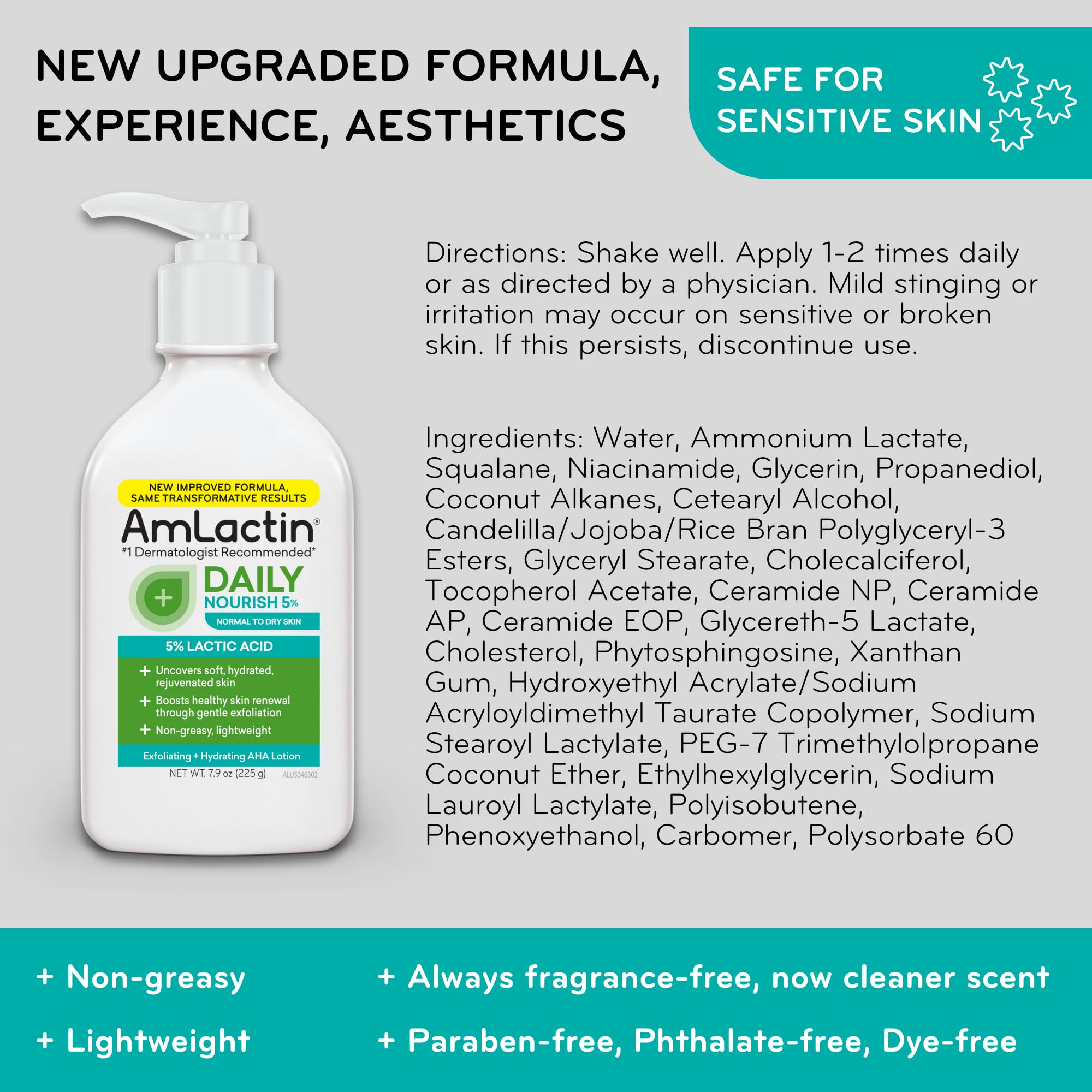 Uso diario de AmLactin Daily Nourish para cuidado cotidiano.