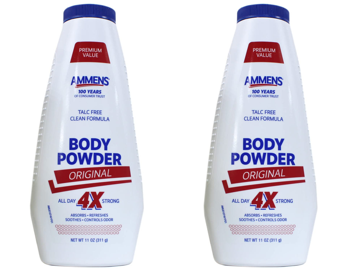 Ammens Polvo Corporal Original, botella con dosificador, ofrece protección duradera y sensación fresca todo el día.