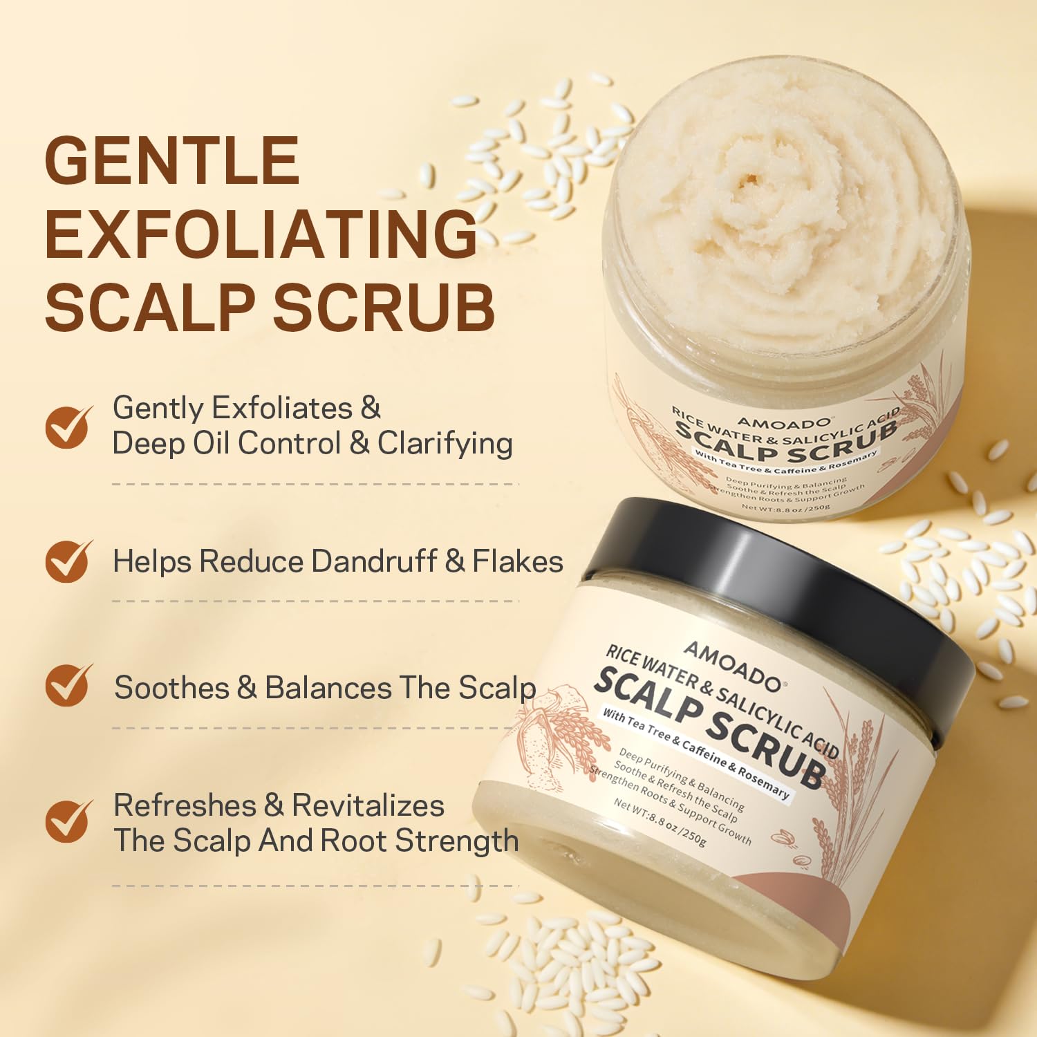 Textura cremosa de AMOADO Exfoliante Capilar para una experiencia agradable.