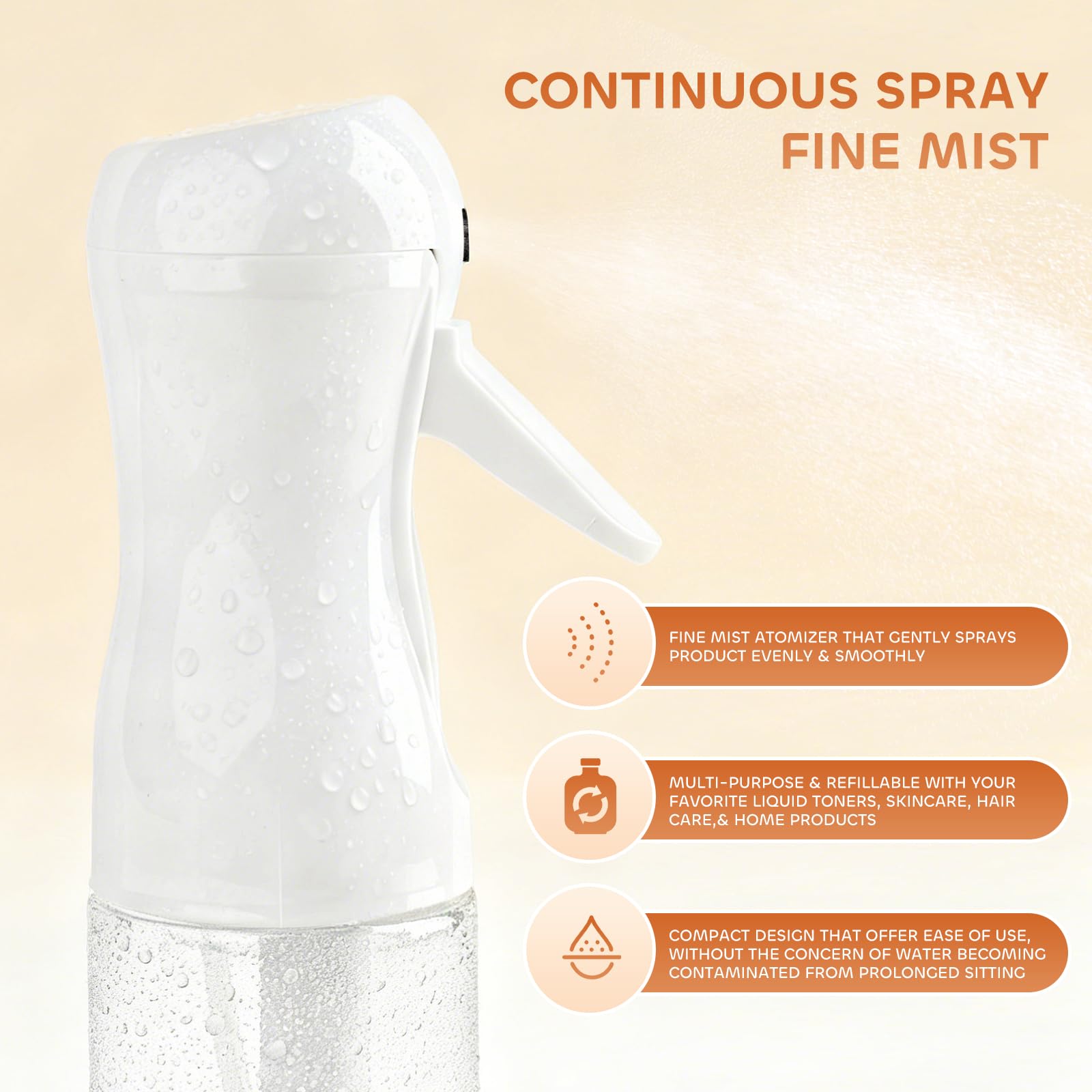AMOMELA nozzle detail highlights 0.3mm aperture for steady spray.