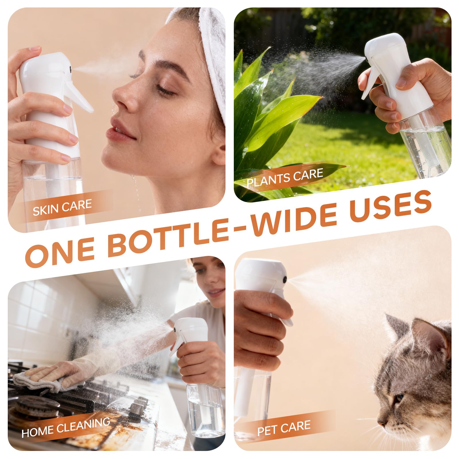 AMOMELA plant misting bottle in garden setting.