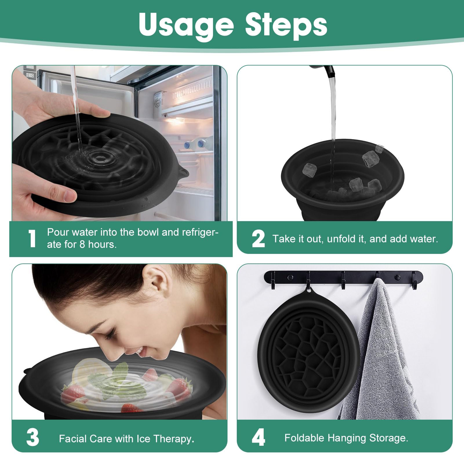 Amoner U bol hielo cara portátil y colapsable, ideal para viajes.