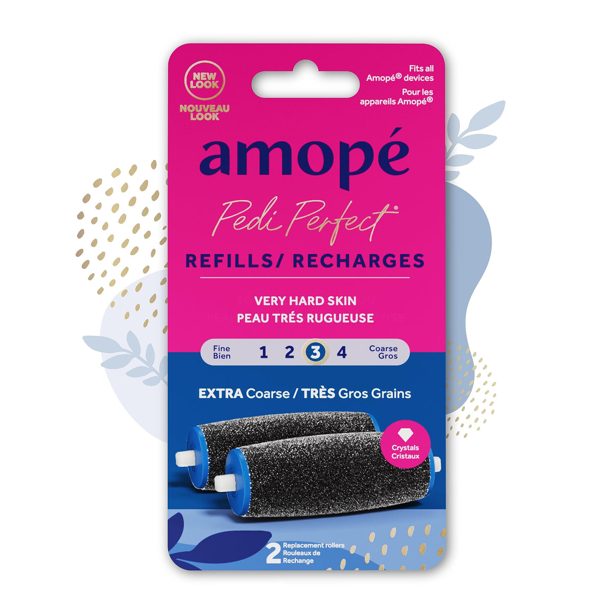 Amope Pedi Perfect roller head with diamond crystals for home pedicure.