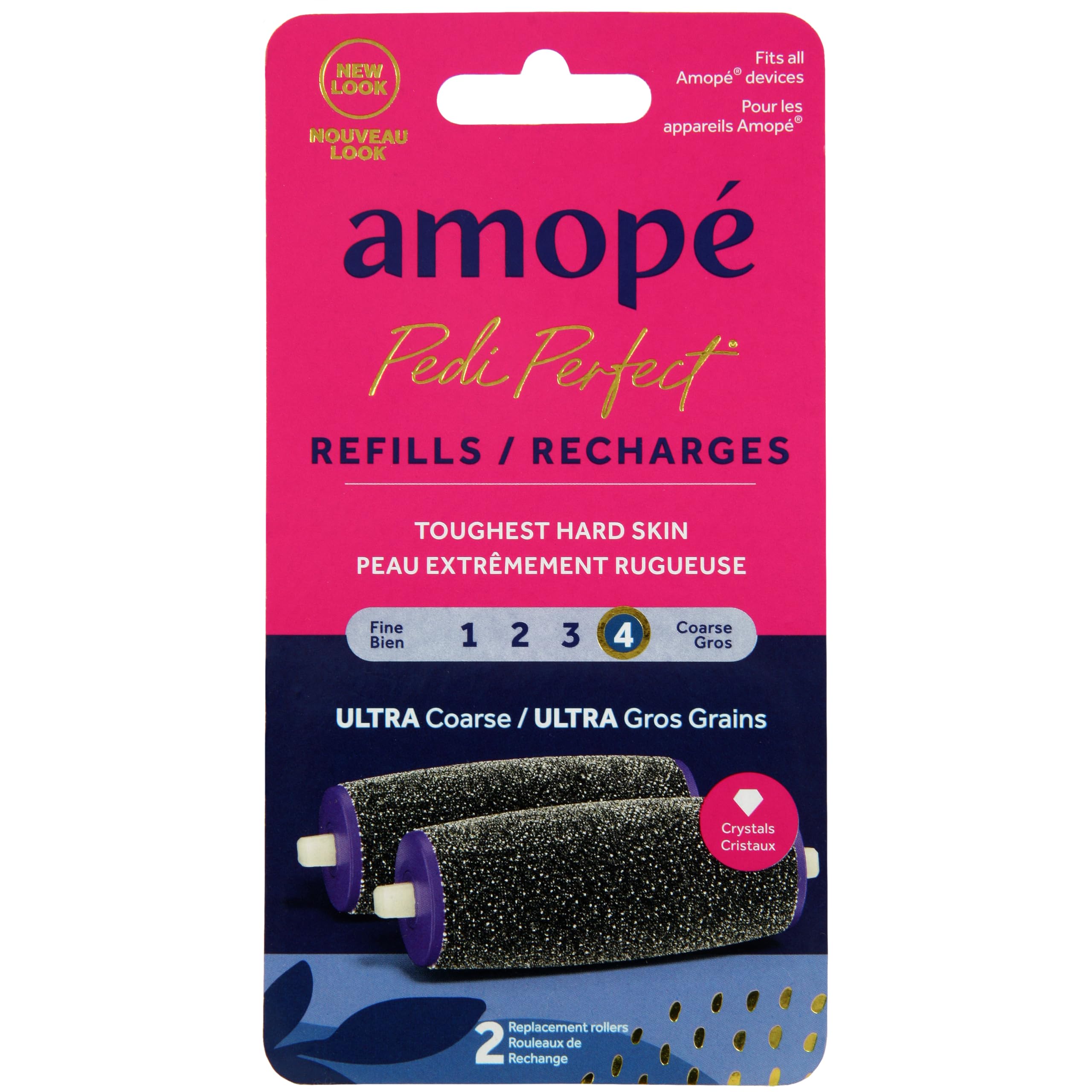 Amope Pedi Perfect Ultra Coarse roller head close-up for fast skin removal.