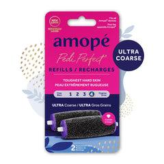 Amope Pedi Perfect Ultra Coarse roller head in action on rough skin.
