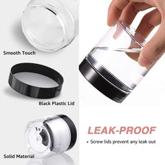 AMORIX transparent plastic jars allow quick content visibility.