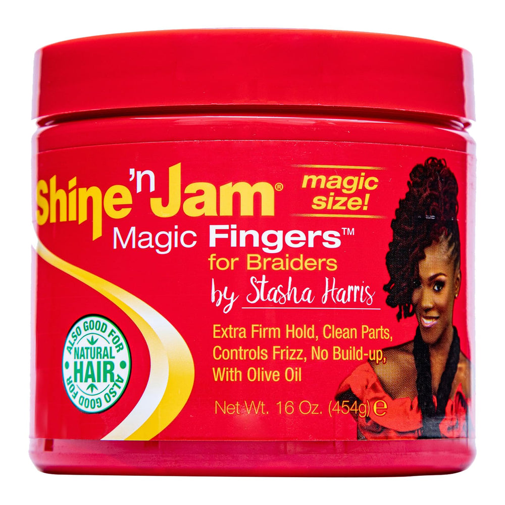 AmPro Magic Fingers Shine, botella de 160z, para un acabado suave y definido.