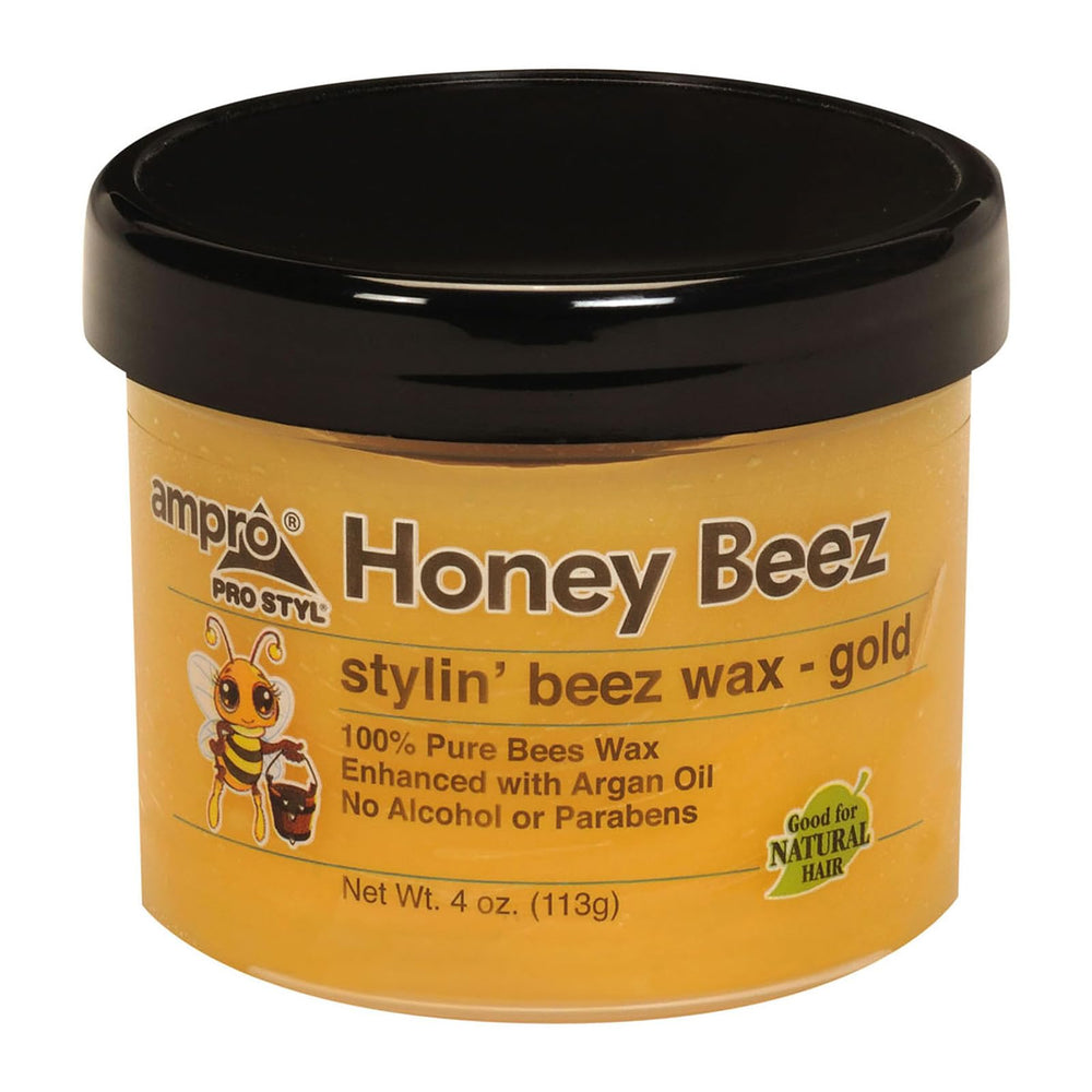 AmPro Pro Styl Beez Wax Oro en envase, nutrición con argán para peinados duraderos