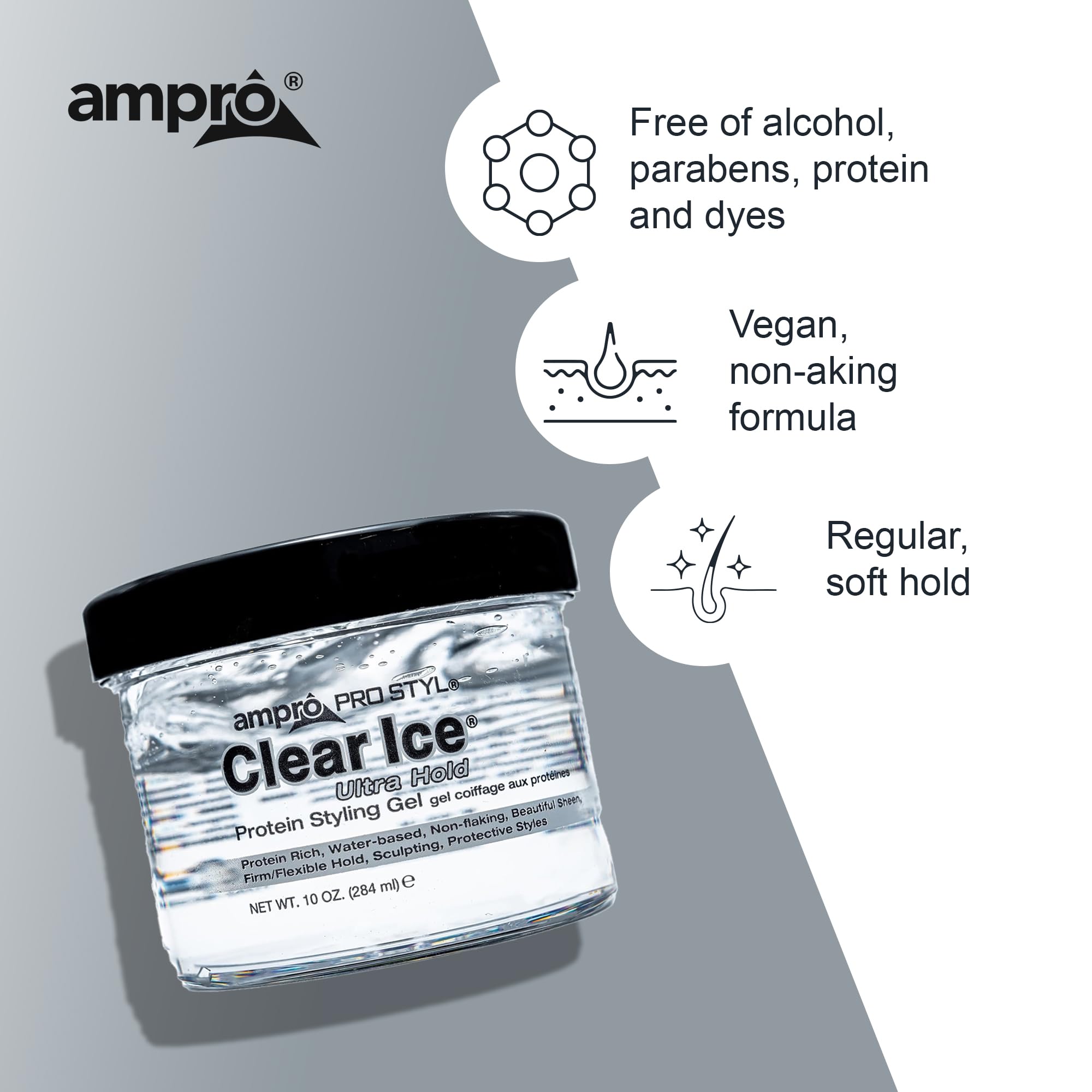 AmPro Pro Styl Clear Ice Gel applying-hair highlights easy distribution and manageability.