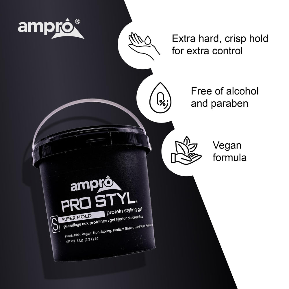 AmPro Pro Styl Styling Gel finish demonstrates flexible, touchable hold