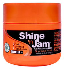 AmPro Shine 'n Jam conditioning gel provides a non-greasy, long-lasting hold for stylish hair.