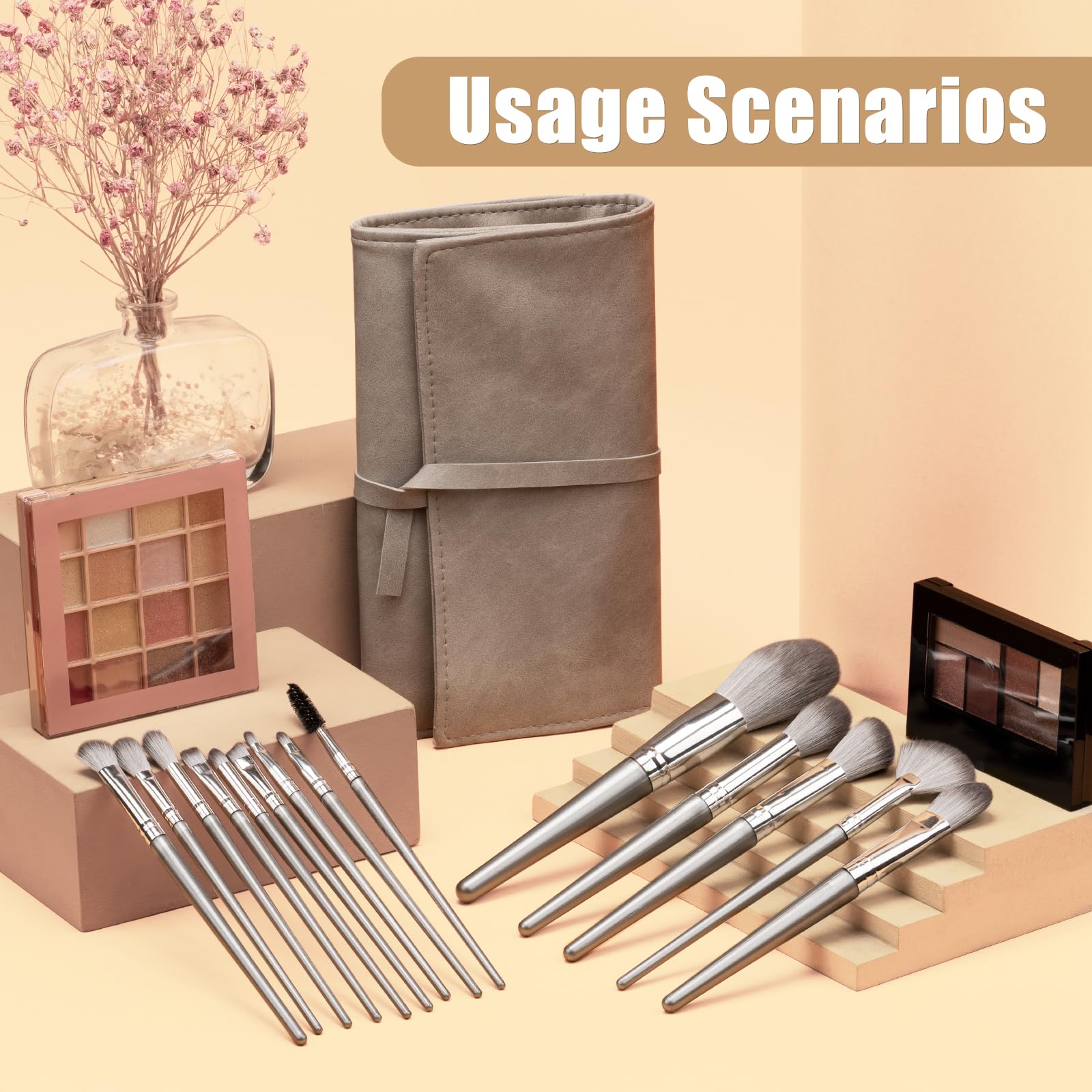 Amrules grayish design adds a chic, modern look to any makeup bag