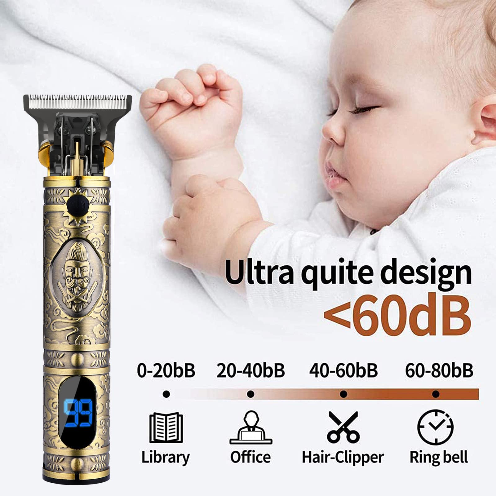 AMULISS low-noise operation for quiet at-home grooming.