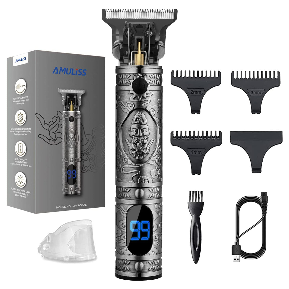 AMULISS Professional trimmer with LED display for precise grooming
