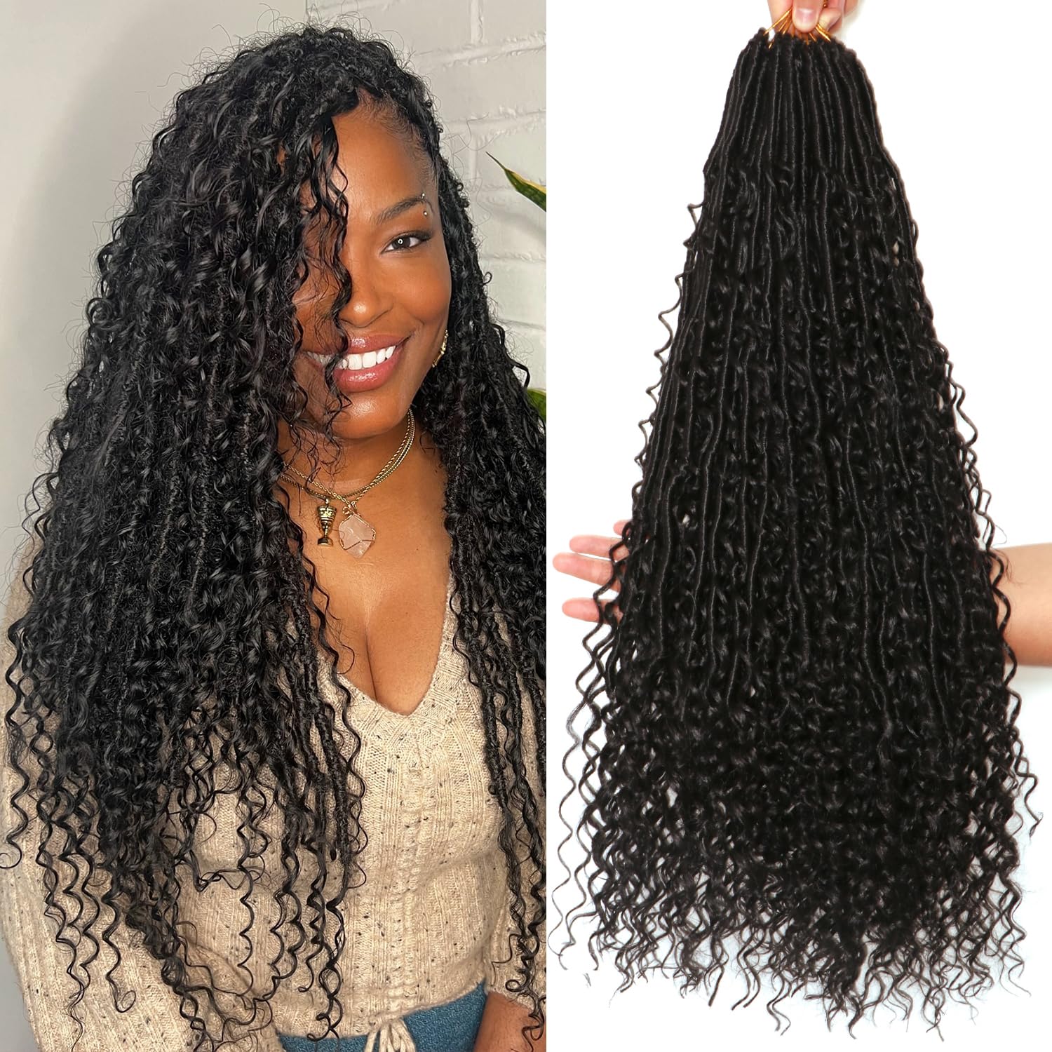 AMUMI Goddess Locs 24 inch boho crochet hair for a full, natural look.