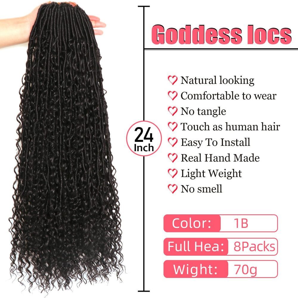 AMUMI Goddess Locs 24 inch with curly ends adds texture and effortless style.