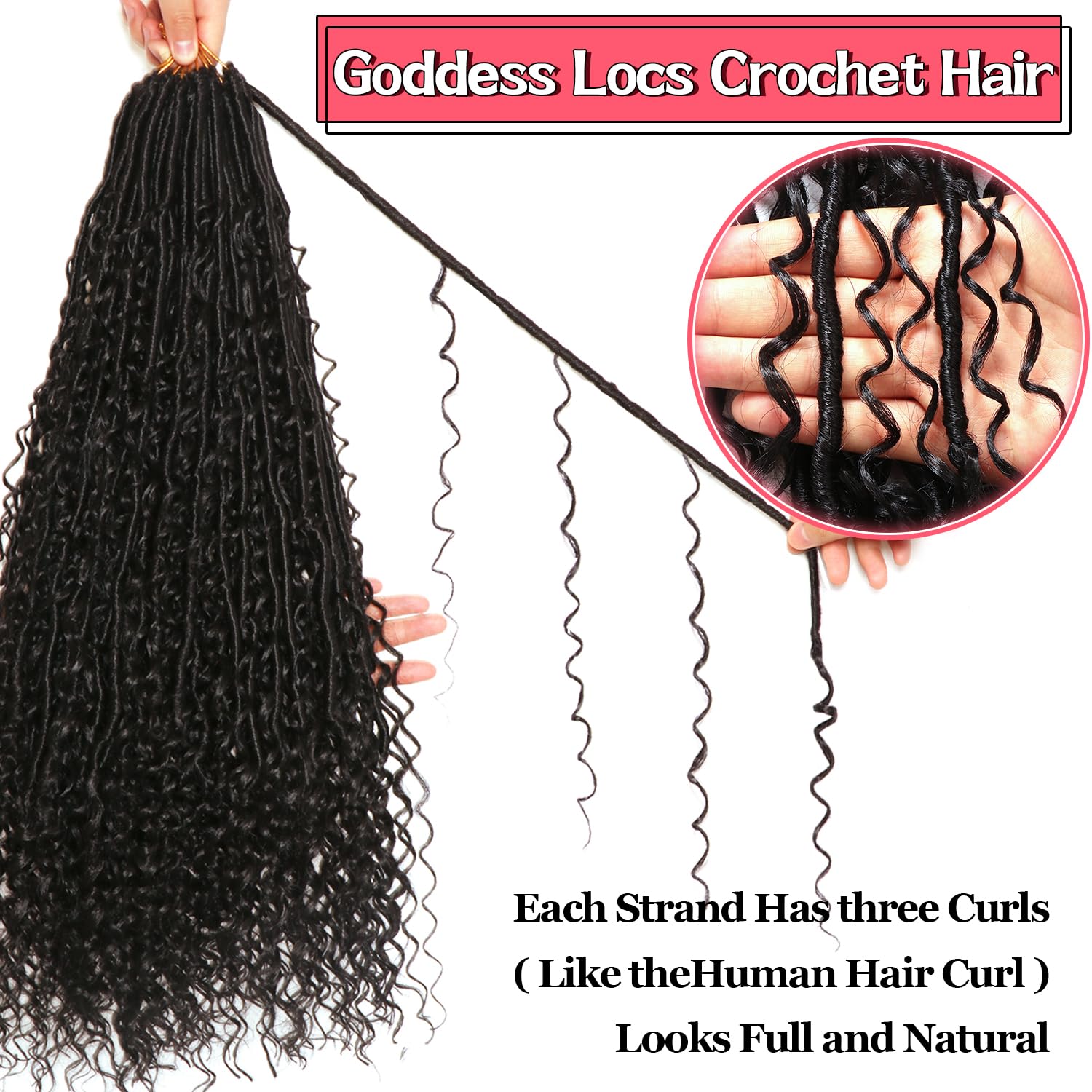 AMUMI Goddess Locs 24 inch natural-looking fullness with soft, non-tangle fibers.
