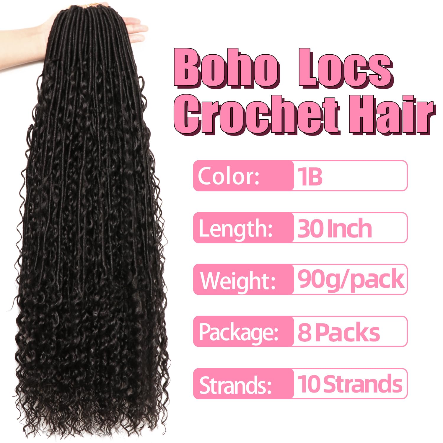 AMUMI Soft Boho Locs 30 inch fluffy texture enables natural movement.