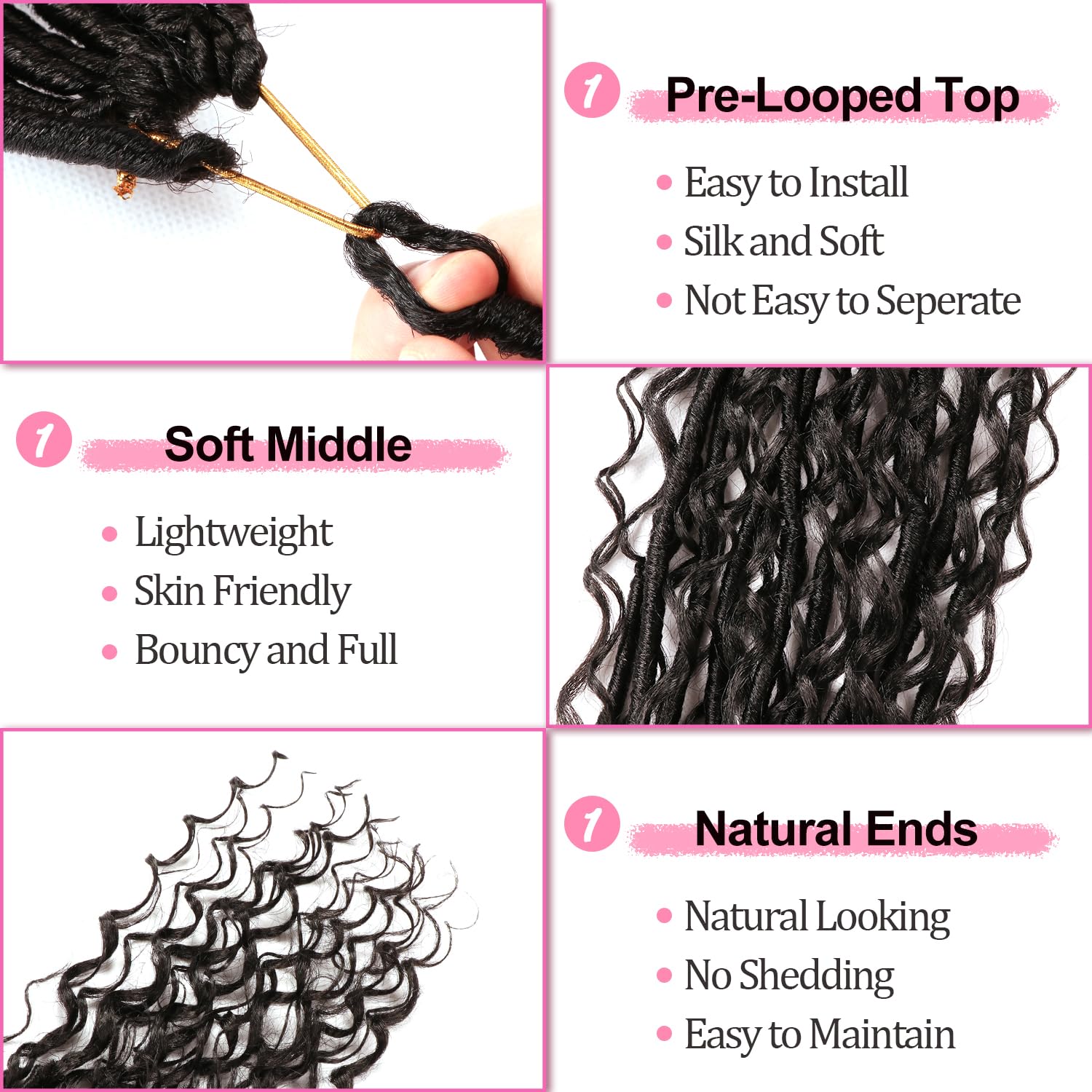 AMUMI Soft Boho Locs 30 inch pre-looped crochet design for quick installs.