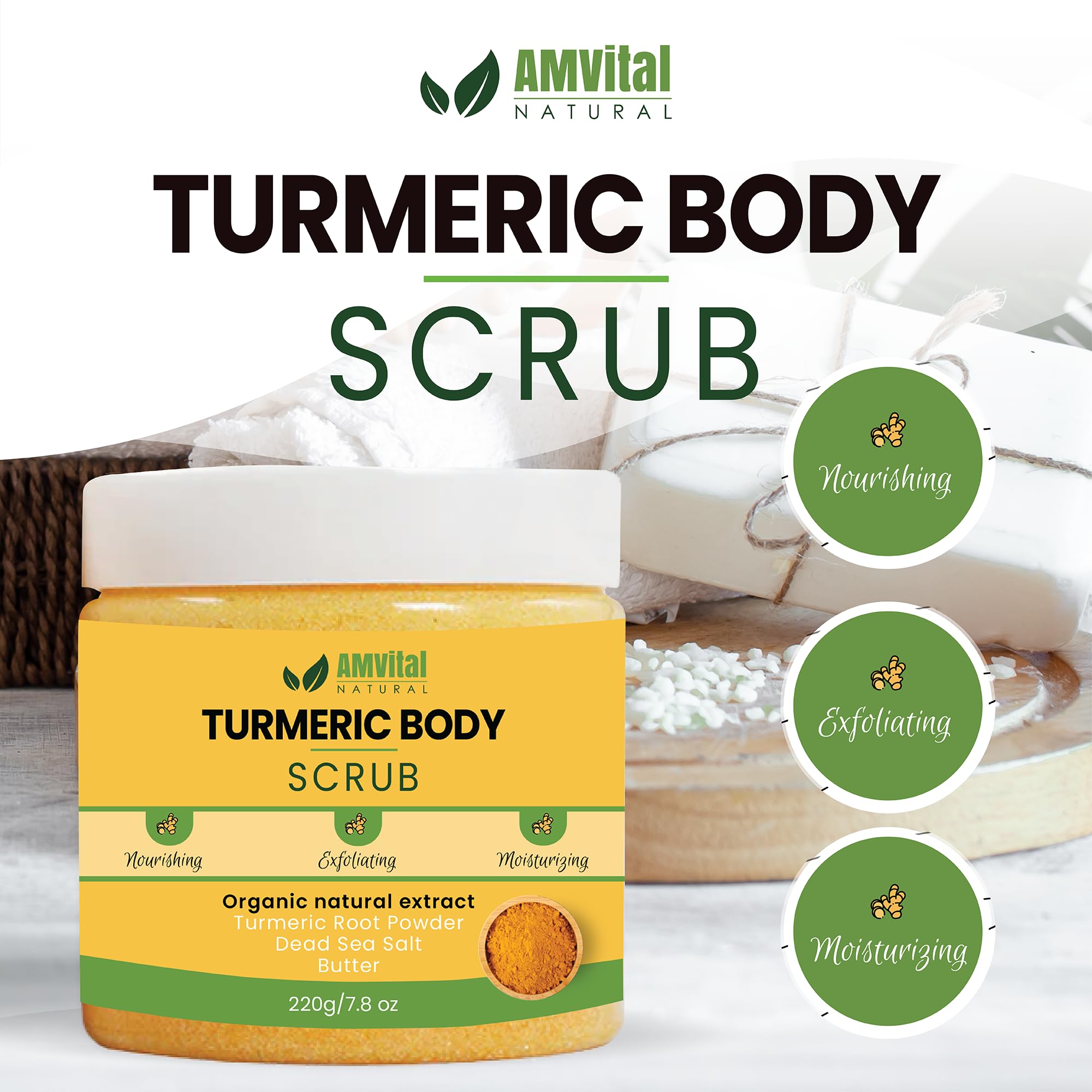 Textura de gránulos del exfoliante AMVital, exfolia sin irritación.