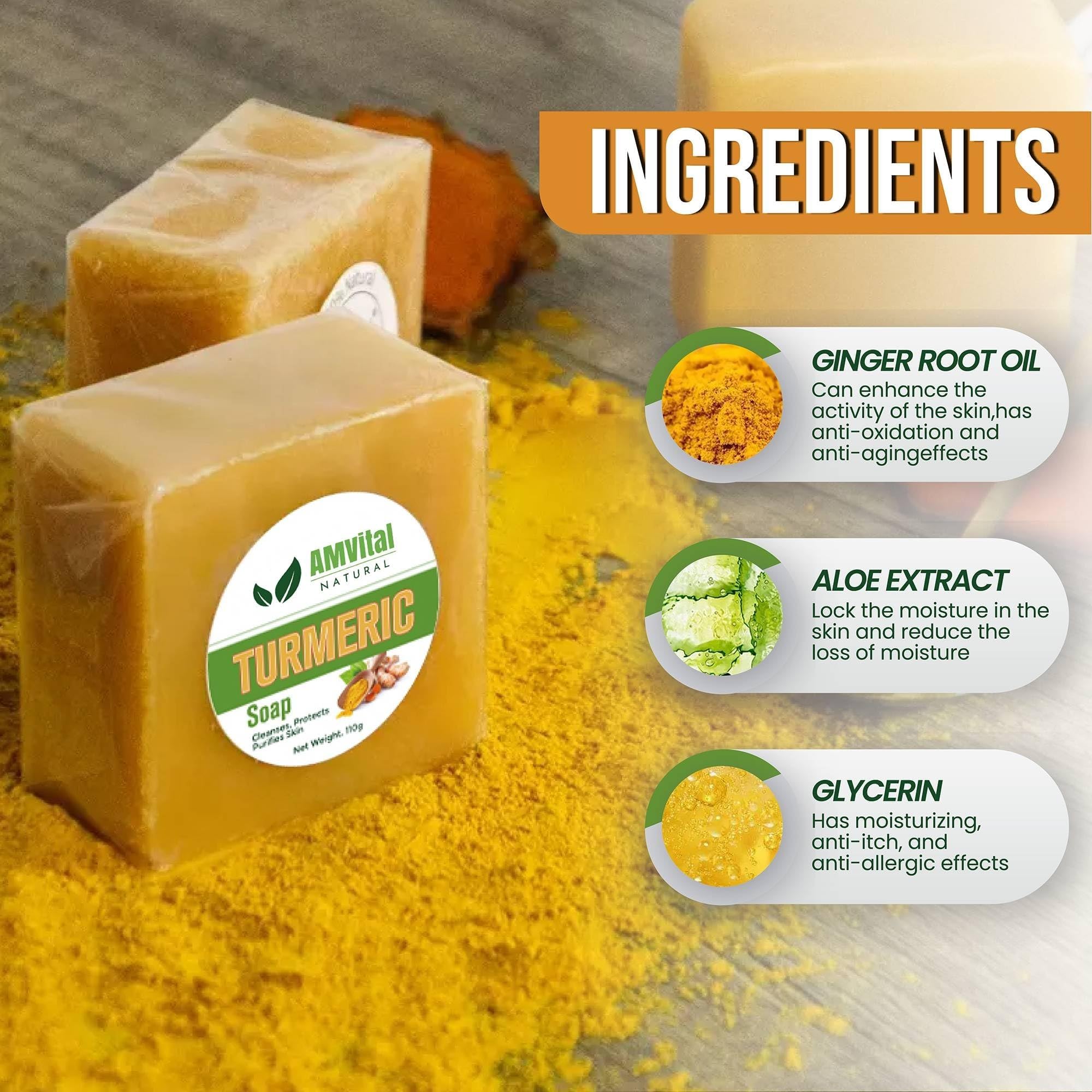 AMVital turmeric soap bar lathering during daily cleansing for refreshed skin.