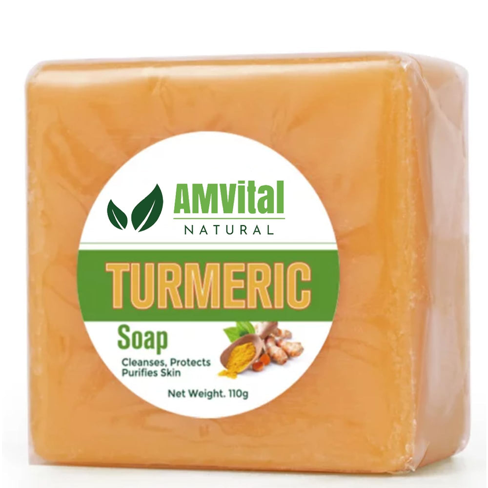 AMVital turmeric soap bar natural formula used with water to cleanse.