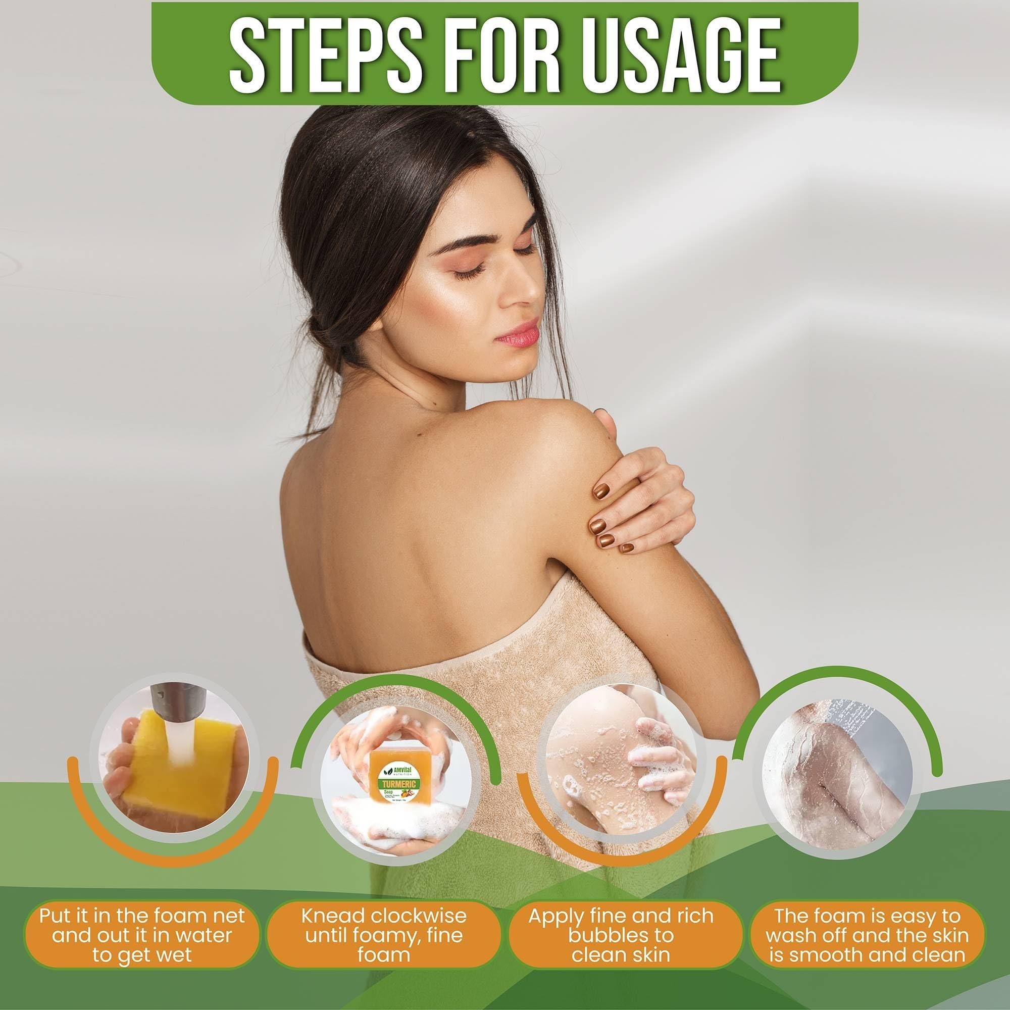 AMVital turmeric soap bar in routine setup for daily skincare rituals.