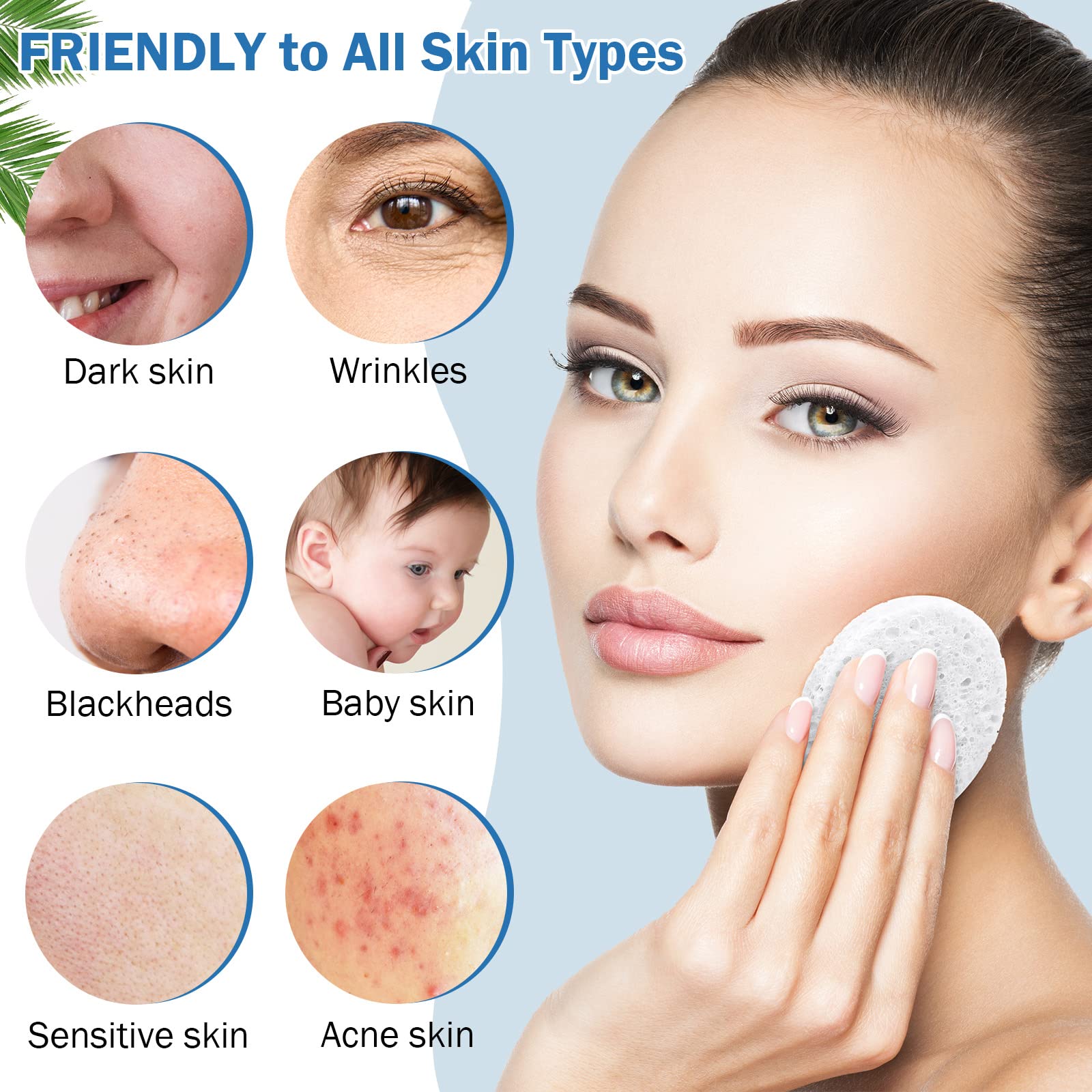 Amyhill natural cellulose material for soft, safe facial cleansing.