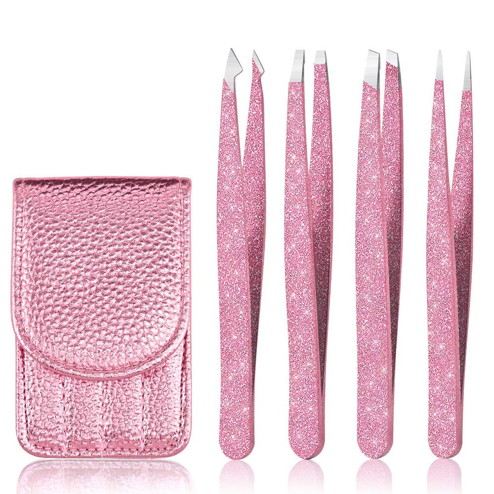 Amytor Eyebrow Tweezer Set flat tip for precise brow shaping and splinter removal.