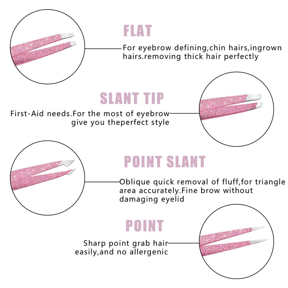 Amytor pointed-tip tweezer for clean plucks of fine brows and ingrown hairs.