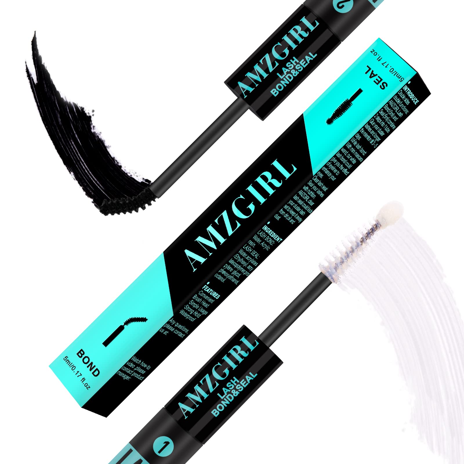 AMZGIRL LASH Bond & Seal bottle with spiral brush for even glue application.