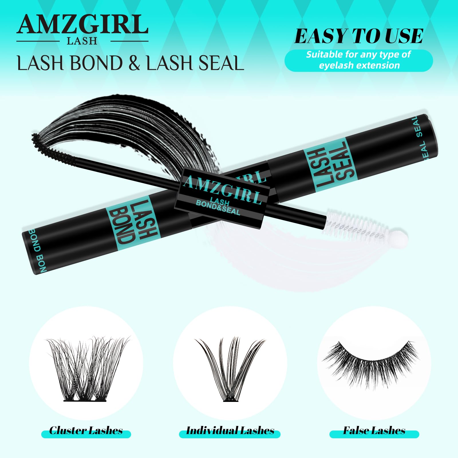 AMZGIRL LASH Bond and Seal micro-spiral brush enables precise cluster placement.