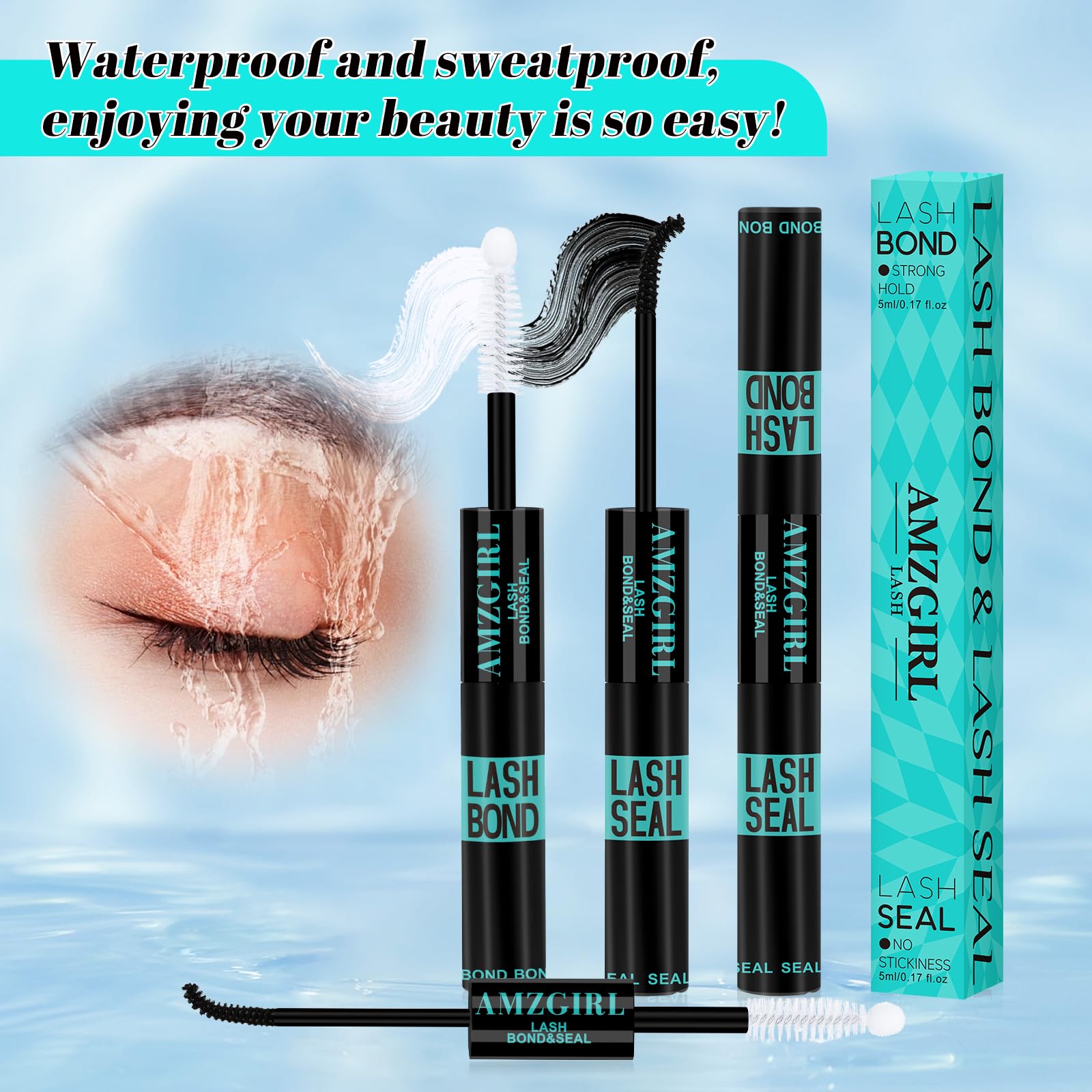 AMZGIRL LASH Clusters extensions pack shown for DIY lash sets at home.