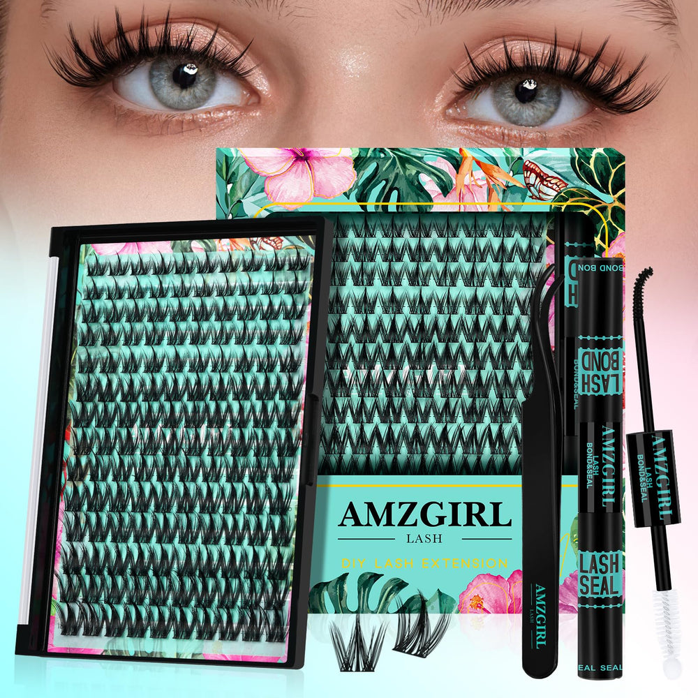 AMZGIRL LASH manga lash clusters kit front view for DIY extensions.