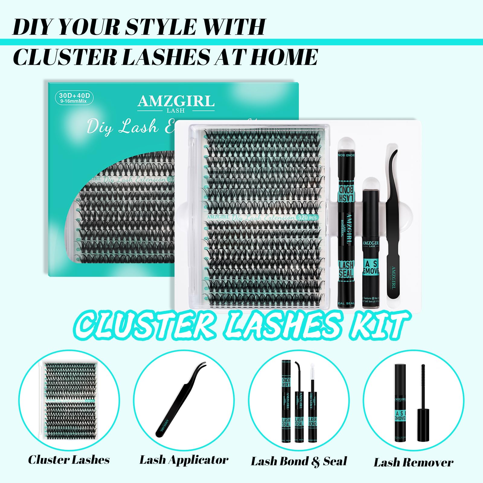 AMZGIRL LASH Clusters mixed lengths 9-16mm allow versatile styling