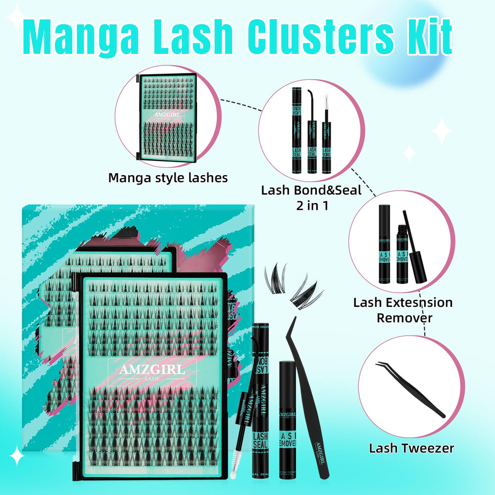 AMZGIRL LASH Manga clusters invisible band closeup for natural blend