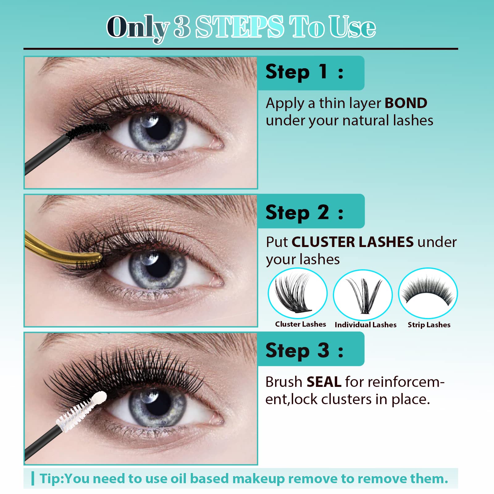 AMZGIRL LASH microfibers under natural lashes for a subtle lift.