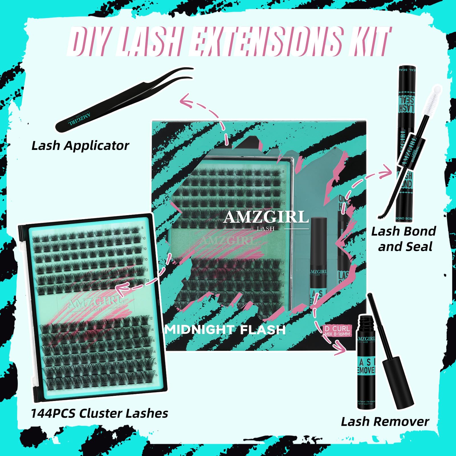 AMZGIRL LASH 144-pack clusters in various lengths for versatile looks