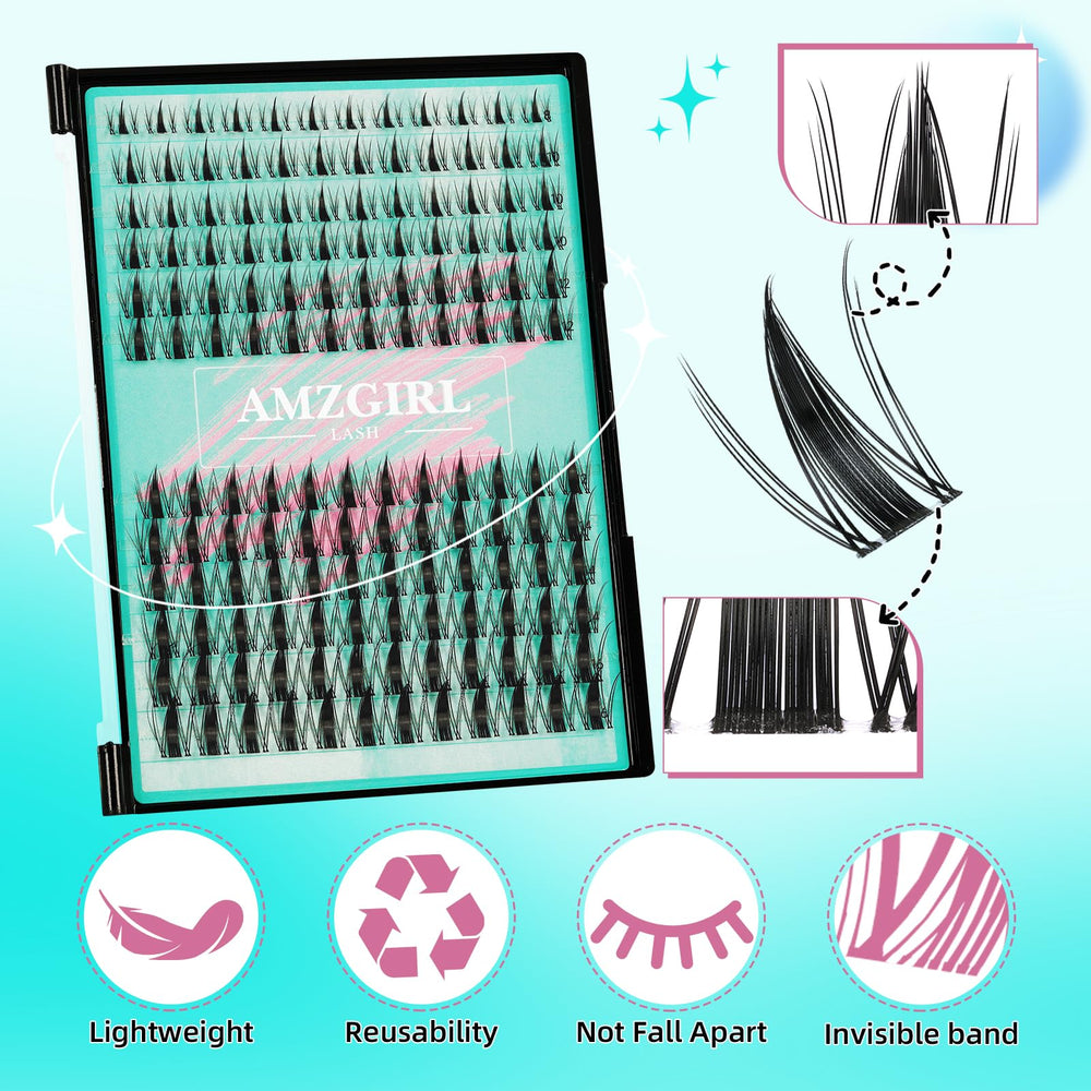 AMZGIRL LASH waterproof and sweat-proof clusters stay in place during activities