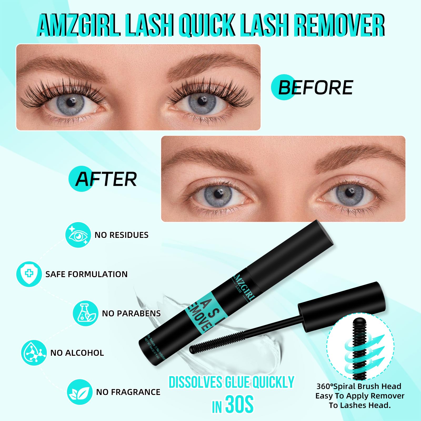 AMZGIRL WATERPROOF LASH GLUE close-up highlighting durable bond for all-day wear