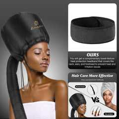 Amzpic bonnet hood dryer attachment back view featuring deep, secure coverage for conditioning.