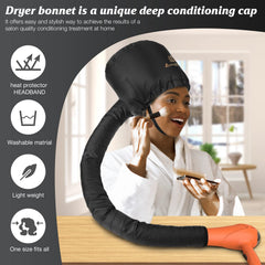 Amzpic bonnet hood dryer attachment in-use during hands-free at-home drying and styling.