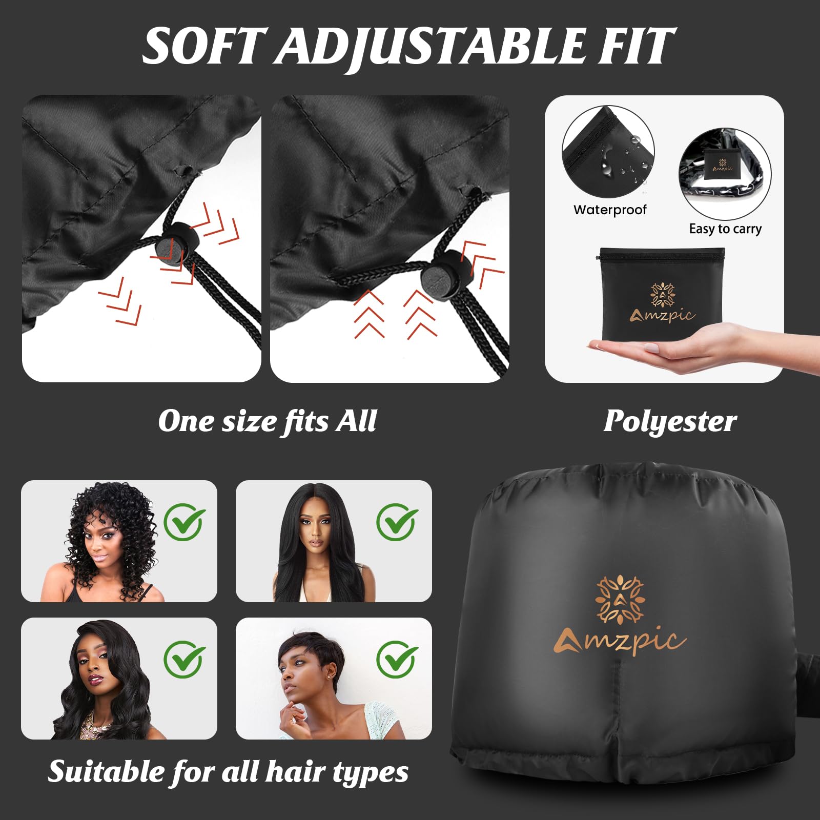 Amzpic packaging image highlights easy setup and storage in your hair care routine.