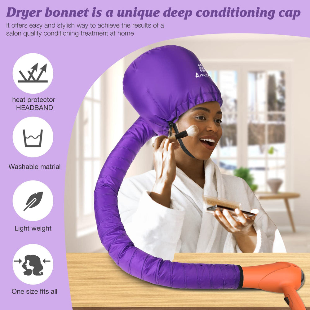 Amzpic bonnet includes chin strap to keep the cap in place through sessions.